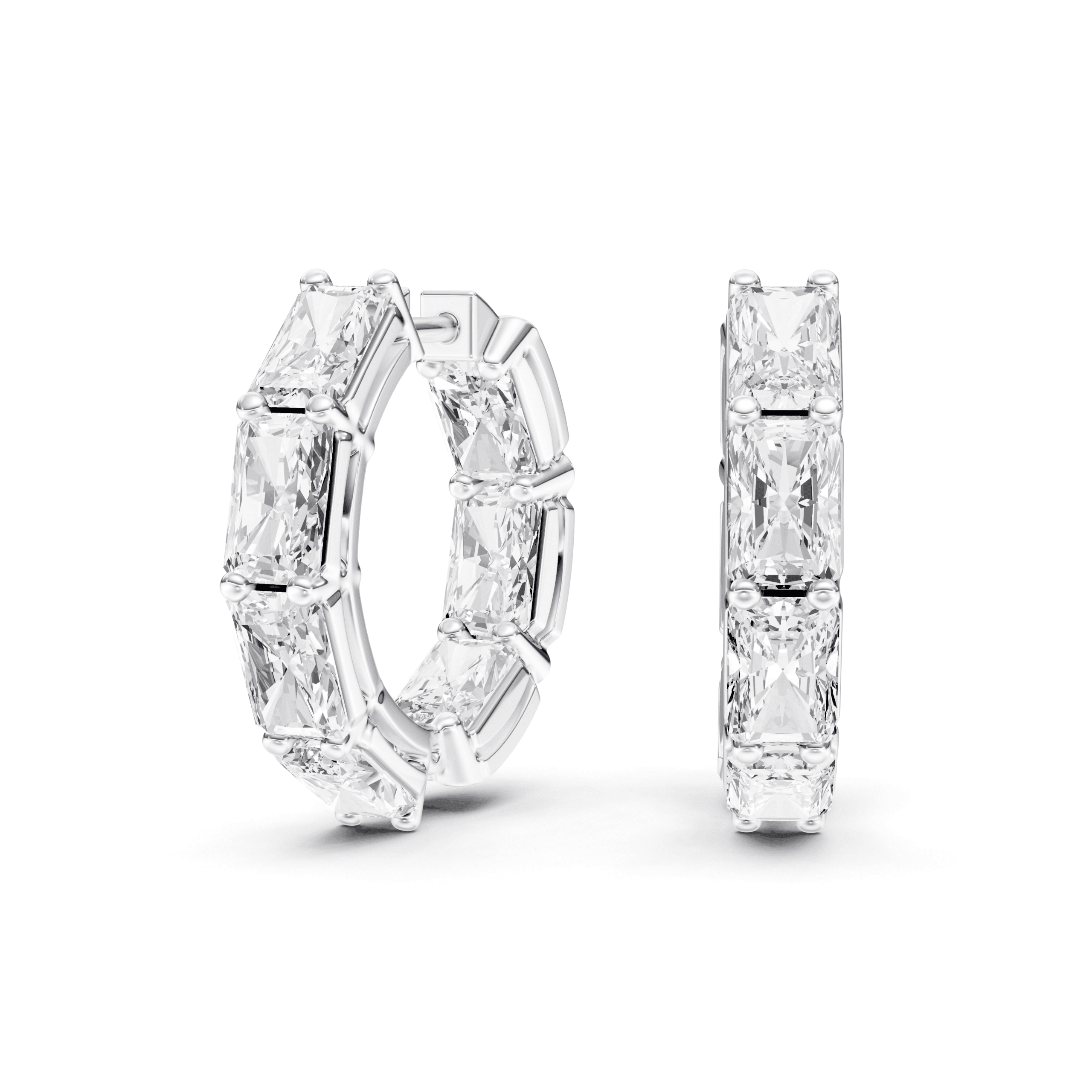 Full Setting Hoops Radiant — White Gold