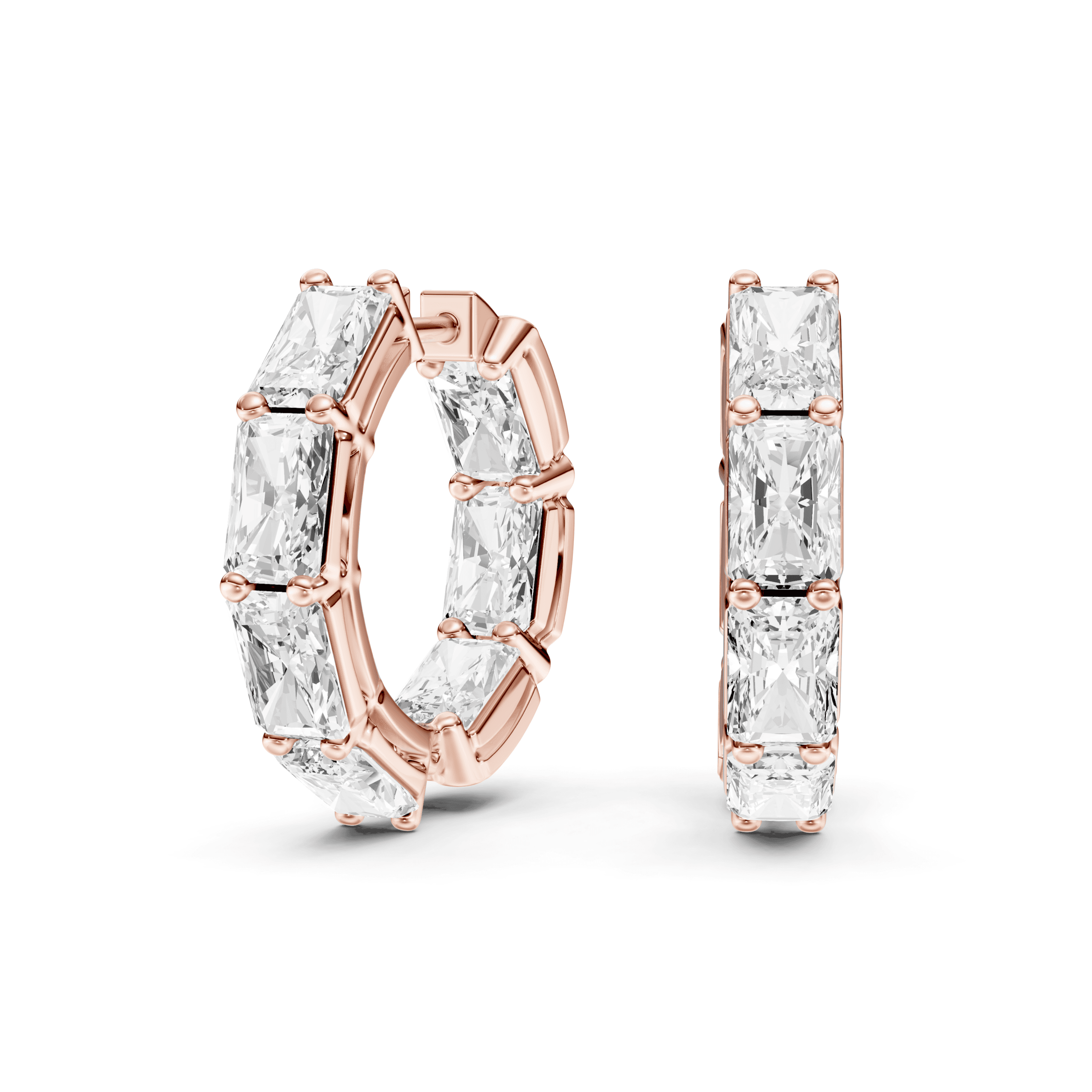 Full Setting Hoops Radiant — Rose Gold