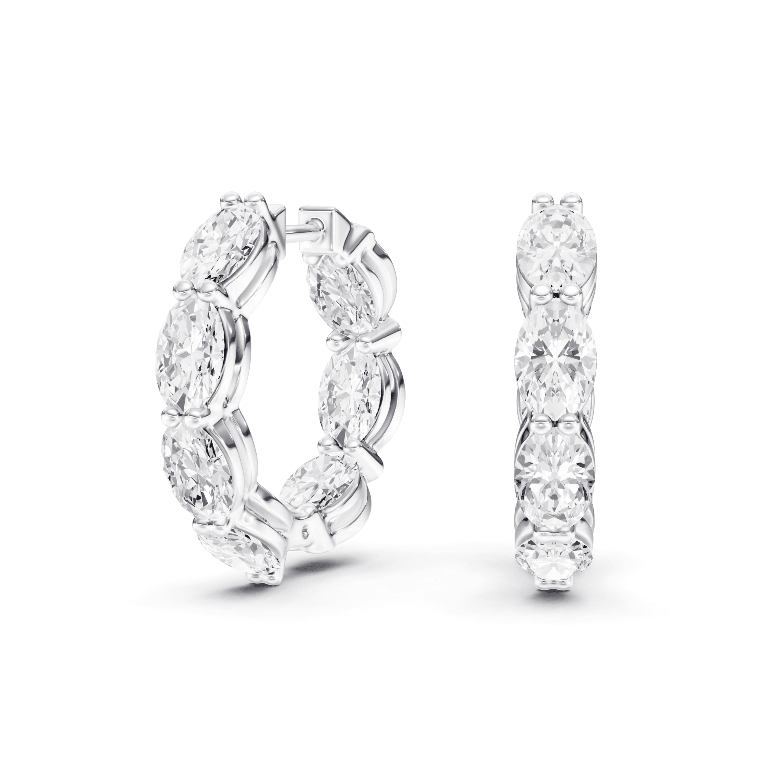 Full Setting Hoops Oval — White Gold